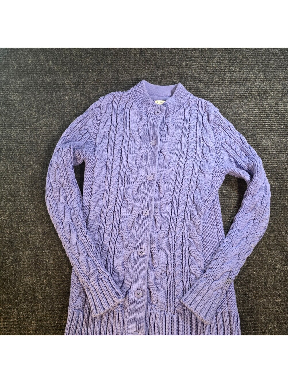L.L.Bean Lavender Cable Knit Cardigan Sweater XS